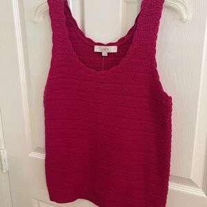 LOFT Raspberry Knit V-Neck Tank Top